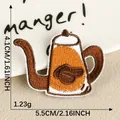 Écusson brodé cafetière 4,1x5,5cm pour décoration de vêtements et de sacs en DIY - Cafetière / 1 Pièce
