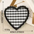 Heart-shaped black and white checkered iron-on embroidered patch for clothing, 4x4cm - Black and White Heart (3) / Black White Grid