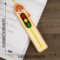 Marque-page brodé à la main en coton et lin, motif chat et feu tricolore, 15,9 cm - Style Chat Feu de Signalisation (9)