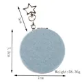 Light blue denim mini round compact mirror with star keychain, 7cm diameter size - Folding Makeup Mirror / Light Blue