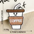 Mignon écusson brodé de tasse à café de dessin animé pour accessoires de mode DIY, 4x2,7 cm - Tasse à Café Souriante / 1 Pièce