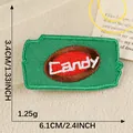 Green embroidered Candy patch for DIY clothing accessory 3.4x6.1cm 1.25g size detail - Candy Style (1*) / 1 Piece/Pack