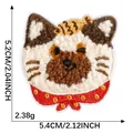Cute cartoon cat towel embroidery patch with dimensions 5.4x5.2cm for DIY decoration - Calico Cat Style (5*Self-Adhesive)