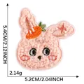 Cute pink rabbit towel embroidery patch with carrot detail and dimensions for DIY decor - Carrot Rabbit Style (6*Self-Adhesive)