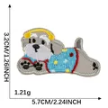 Parche bordado de perro lindo accesorio DIY para decoración de ropa 5,7x3,2cm - Perro de Pelo Largo (Auriculares)