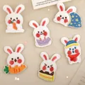 Lot de 6 écussons brodés lapin dessin animé, autocollants pour la décoration de vêtements - Lot de 6 Lapins Auto-adhésif (AAD-A-3-3)