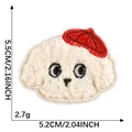 Cute cartoon puppy chenille embroidery patch with red beret, 5.2x5.5cm DIY accessory - Beret Dog Style (7*Self-Adhesive)
