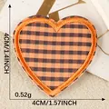 Heart-shaped plaid embroidered iron-on patch in orange and black for clothing bags decoration - Orange Black Plaid