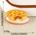 Herbstessen Kuchen Stickerei Patch 3,2x1,8cm zum Aufbügeln Kleidung DIY Zubehör - Kuchen Stil(6) / 1 Stück(1.8x3.2cm)