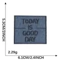 Parche bordado de mezclilla azul con texto Today is Good Day, 5,3x6,1 cm y 2,29 g - Azul Denim Cuadrado (TODAY IS GOOD DAY) / 6.1x5.3cm