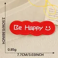 Red cloud embroidered patch with Be Happy text and smiley face for DIY clothing and bags - Be Happy Style (8*) / 1 Piece/Pack