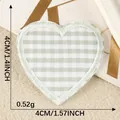 Heart-shaped green and white plaid embroidered iron-on patch, size 4x4cm, weight 0.52g - Green and White Gingham