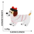 Parche bordado de perro salchicha lindo con dimensiones 5,6 cm x 4,2 cm para bricolaje - Teckel (Rayas Rosadas)