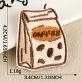 Écusson brodé sac de café, applique DIY 4,2x3,4cm pour vêtements, sacs et accessoires - Sac en Papier Café