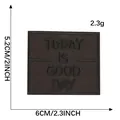 Parche bordado rectangular marrón con texto 'Today is Good Day' para ropa DIY - Marrón Rectángulo (TODAY IS GOOD DAY) / 6x5.2cm