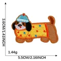 Parche bordado de perro salchicha, 5,5 cm x 3,6 cm, autoadhesivo para manualidades DIY - Teckel (Lunares Amarillos)