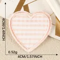 Pink and white checkered heart embroidered patch for clothing and bags decoration - Light Pink Checkerboard