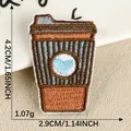 Écusson brodé tasse de café pour accessoires de vêtements DIY, 2,9x4,2 cm - Motif à Rayures