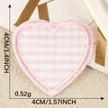 Pink and white checkered heart embroidered iron-on patch for clothing and bag decoration - Pink Plaid