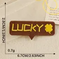 Brown Lucky clover embroidered iron-on patch for DIY clothing accessory 6.7x2.8cm - LUCKY Style (5*)
