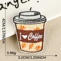 Écusson brodé tasse à café avec texte 'I heart Coffee' pour accessoires de mode DIY - Tasse à café coeur