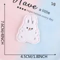 Cute white plush rabbit embroidery patch for clothing 7.6cm height and 4.5cm width - Cute White Rabbit-Self Adhesive (B3R-B-3-1) / Self-adhesive