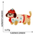 Parche bordado de perro salchicha con gorro y bufanda, accesorio DIY de 5,6x3,6 cm. - Teckel (Sombrero Rojo Bufanda)