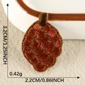 Hochwertiger Pinienzapfen-Stickaufnäher mit Maßen von 3,2x2,2 cm und Gewicht 0,42 g - Tannenzapfen Stil(11) / 1 Stück(3.2x2.2cm)