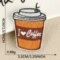 Écusson brodé tasse à café avec texte I Love Coffee pour vêtements et sacs DIY - Tasse à Café Orange