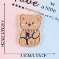 Cute cartoon brown bear plush embroidery patch for clothing accessories and DIY decoration - Brown Bear with Scarf-Self Adhesive (B3R-B-3-2) / Self-adhesive