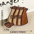 Écusson brodé de sac de grains de café pour vêtements DIY tons marron - Sac de café