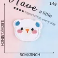 Cute cartoon white bear plush embroidery patch with blue ears for clothing decoration. - White Bear Head with Blue Ears-Self Adhesive (B3R-B-3-3) / Self-adhesive