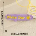 Purple oval embroidered White Day patch with yellow sun icon for DIY clothing accessories - White Day Style (9*)