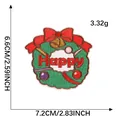Kerstkrans borduurwerk patch met Happy tekst, afmetingen 7,2x6,6 cm en 3,32g gewicht - B1R-B-1-4 hotmelt lijm