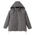 Giacca imbottita da donna con cappuccio e strisce verticali bianche, stile casual - Taglia S / Top / Strisce marroni