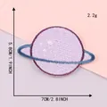 Purple Saturn planet embroidered iron-on patch sticker with size 7x5.8cm and 2.2g weight - 7x5.8cm