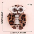 Plush owl embroidered patch featuring leopard print for clothing and bag decoration - Brown Owl (E4L-A-2-8)