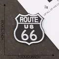 Κλασικό κεντημένο σήμα Route 66 για ρούχα DIY, σχέδιο σε μαύρο και άσπρο κέντημα - Στυλ ROUTE 66 Θερμοκολλητικό Μαύρο Λευκό (C5L-C-2-5*热熔胶) / Μονό Με Θερμοκόλλα