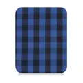 Adhesive blue and black buffalo plaid repair patch for clothing elbows and knees. - Blue and Black Plaid Single Piece