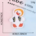 Cute cartoon duck embroidery patch for clothing 4x5cm self-adhesive sticker accessory - White Duck in Vest-Self Adhesive (B3R-A-3-9) / Self-adhesive
