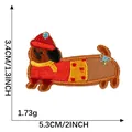 Parche bordado de perro salchicha de 5,3 cm x 3,4 cm para decoración de ropa DIY - Teckel (Sombrero Rojo Bufanda Amarilla)