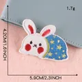 Écusson brodé lapin de dessin animé mignon auto-adhésif pour vêtements 5,9x4,2cm - Lapin en Manteau Étoilé Auto-adhésif (B2L-C-2-9)