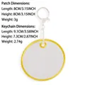 Llavero de parche de fieltro blanco circular con borde amarillo para DIY y maletas - Estilo Redondo (H3L-C-2-4)