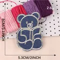 Detailed embroidered cartoon bear patch for DIY clothing and apparel decoration - Reading Bear (B1L-A-1-1) / 8cm x 5.3cm