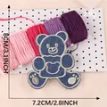 Denim blue cartoon bear embroidered patch for DIY garments with 8cm height mark - Greeting Bear (B1L-A-1-3) / 8cm x 7.2cm