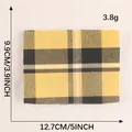 Gelber karierter Aufbügelflicken für Ellbogen und Knie Reparatur, 9.9x12.7 cm groß - Gelb-Schwarzes Karo (2) / 9.9x12.7cm