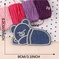 Embroidered denim patch featuring a cartoon sleeping bear for DIY clothing accessories - Sleeping Bear (B1L-A-1-2) / 5.2cm x 8cm