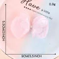 Parche bordado de lazo mariposa de malla rosa para accesorios DIY, tamaño de 9cm x 5,5cm - Mariposa Bordada en Malla Rosa (G3R-A-2-11) / 9x5.5cm