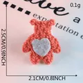 Süßer orangefarbener Plüschbär-Stoffaufnäher mit grauem Herz für DIY-Haarschmuck - Orangefarbener Bär mit grauem Herz (G2L-A-4-8)