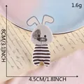 Écusson en tissu lapin rayé marron pour accessoires cheveux DIY, taille 8x4,5 cm - Lapin Rayé Beige (G2L-B-2-5)